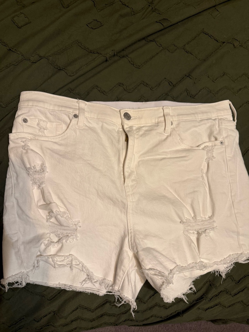 torrid White Ripped Denim Shorts